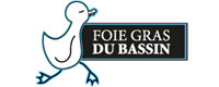 Logo du "Foie gras du Bassin". La marche fière du canard.